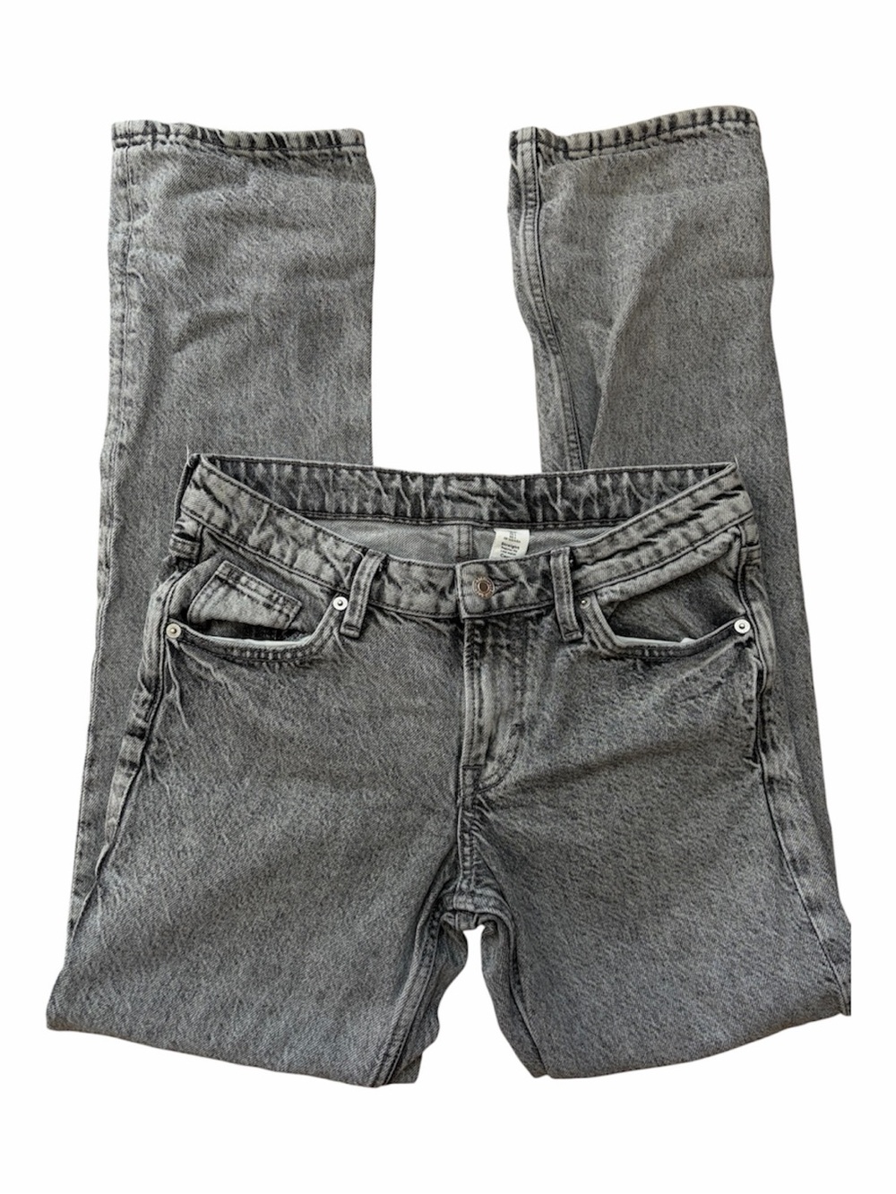 H&M & Denim Grey Straight Leg Low Rise Jeans Washed Casual Minimalist Y2K